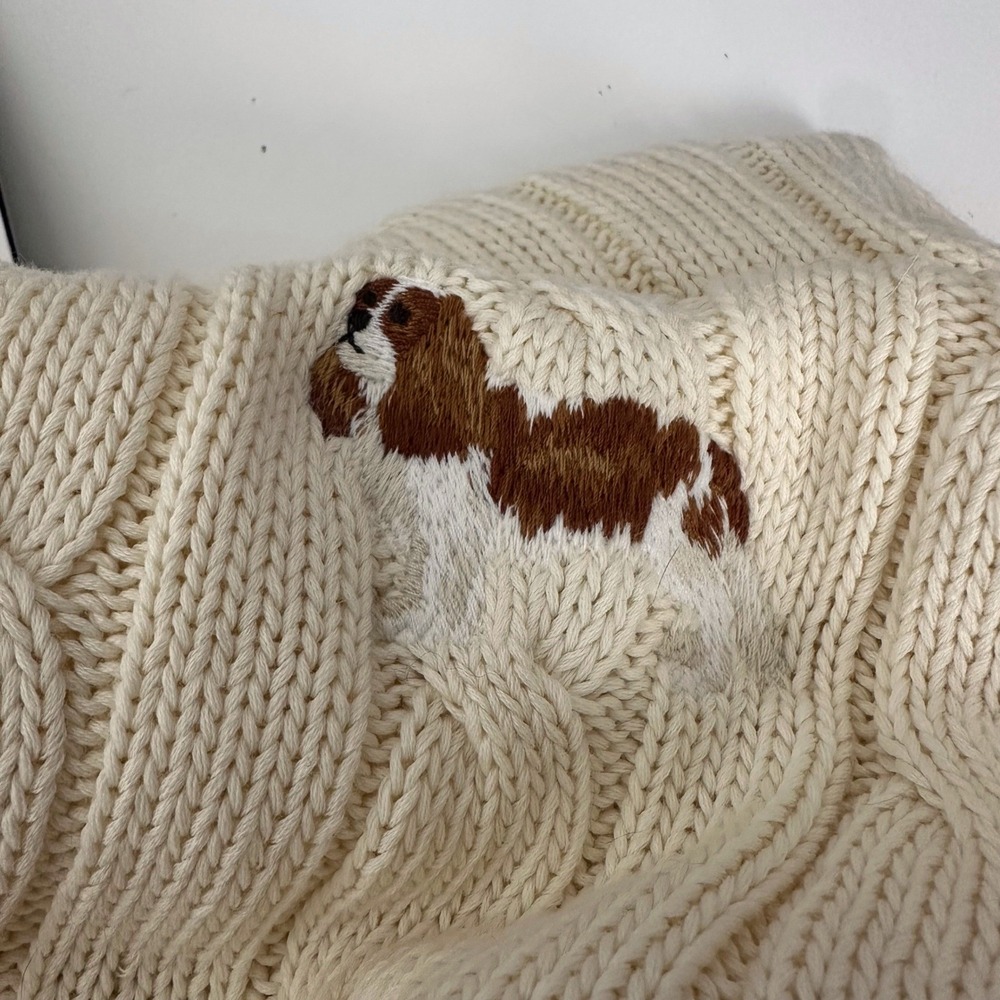 Polo Ralph Lauren Cream Pima Cotton Cable Knit Dog Sweater Cavalier Spaniel L - Picture 8 of 10